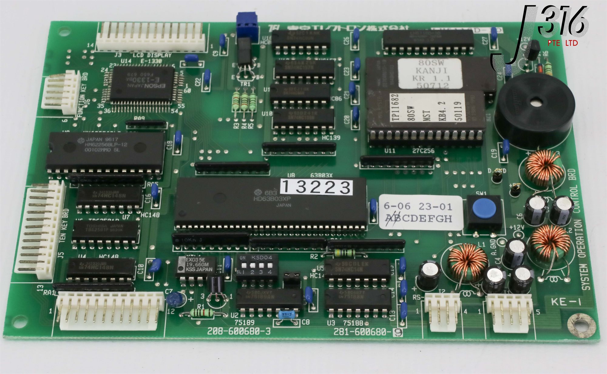 13223 TOKYO ELECTRON PCB, SYSTEM OPERATION CONTROL BD, 281-600680